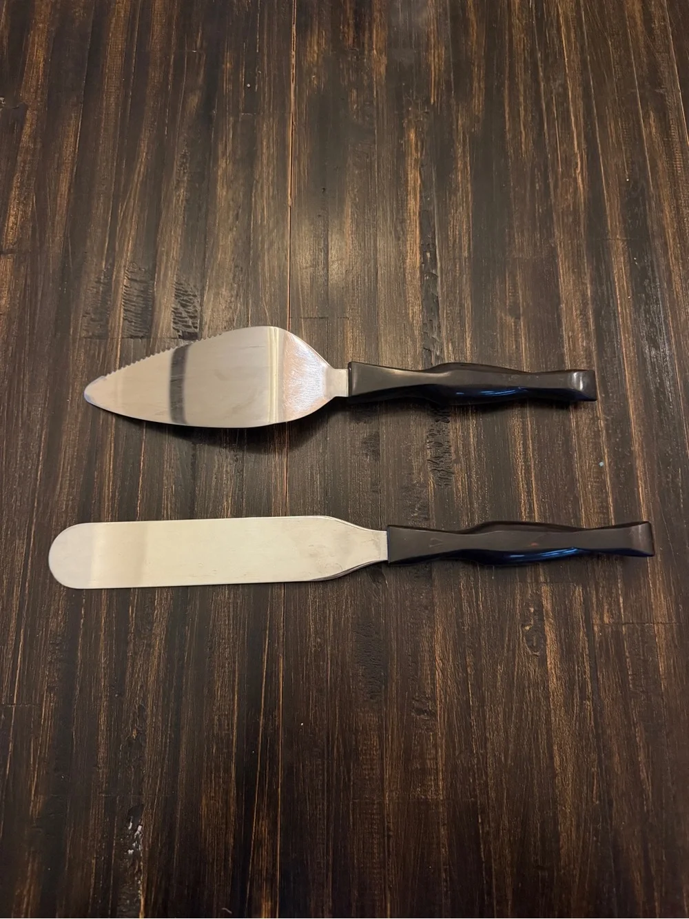 CUTCO 1754 Pie Cake Server & 1756 Frosting Spatula Brown Handle USA Bakers Set